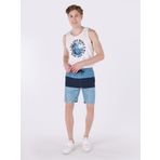 Slim Fit Orta Bel Baskılı Mavi Erkek Deniz Şortu