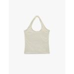 Slim Fit Pamuklu Çizgili Kolsuz Halter Yaka Bluz