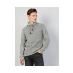 Slim Fit Sal Yaka Erkek Gri Melanj Kazak
