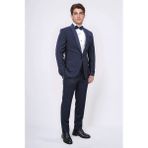 Slim Fit Şal Yaka Lacivert Yünlü Damatlık - 6 Drop - 54
