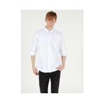Slim Fit Shirt Neck Erkek Beyaz Uzun Kol Gömlek