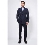 Slim Fit Sivri Yaka Kruvaze Lacivert Takım Elbise - 6 Drop - 54