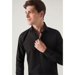 Slim Fit Siyah Italyan Yaka Dar Kesim Klasik Kravatlık Uzun Kollu Kolay Ütülenebilir Nefes 2HF02ORT4185