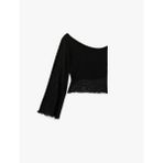 Slim Fit Tül Tek Omuz Bluz