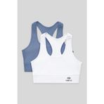 Slim Fit U Yaka 2li Paket Petrol-Beyaz Kadın Spor Büstiyer - 97120