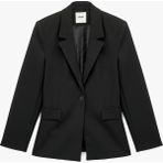 Slim Fit Uzun Kollu Cep Detaylı Düğmeli Geniş Yaka Blazer Ceket - Siyah - 34