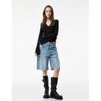 Slim Fit Uzun Kollu Düğmeli Dokulu Klasik Yaka Bluz