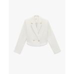 Slim Fit Uzun Kollu Düğmeli Kruvaze Crop Tüvit Ceket
