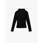 Slim Fit Uzun Kollu Geniş Dik Yaka Puantiyeli Tül Bluz