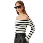 Slim Fit Uzun Kollu Omzu Açık Peluş Kazak