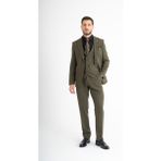 Slim Fit Yelekli Takım Elbise - Yeşil - 46