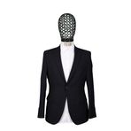Slim Fit Yünlü Klasik Desenli Lacivert Ceket
