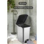 Slim Pedallı Banyo Mutfak Çöp Kovası - 10 Litre - Antrasit - 10 lt - Gri