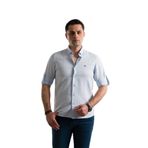 SLİMFİT ARMÜRLÜ YAKA DÜĞMELİ KATLAMALI UZUN KOL ERKEK GÖMLEK BUZ MAVİSİ XXL