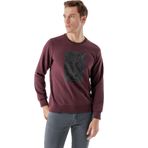Slimfit Bisiklet Yaka Önü Baskılı 2 İplik Erkek Sweatshirt BORDO M