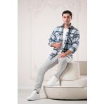 Slimfit Çift Cepli Ekoseli Pamuklu Kalın Erkek Oduncu Gömlek MAVİ L
