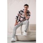 Slimfit Çift Cepli Ekoseli Pamuklu Kalın Erkek Oduncu Gömlek PEMBE L