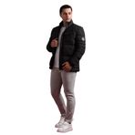 Slimfit Çıtçıt Ve Fermuar Kapamalı Dik Yaka Kolları Lastikli Astarlı Yan Cepli Erkek Kısa Mont SİYAH M