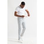 Slimfit Çizgili Beli Lastikli İplikli Duble Ve Boru Paça Yazlık Erkek Jogger Pantolon MAVİ 52