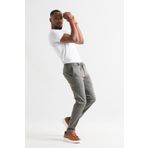 Slimfit Çizgili Beli Lastikli İplikli Yazlık İnce Linen Kumaş Duble Paça Erkek Keten Pantolon ANTRASİT 52