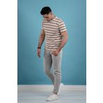 Slimfit Çizgili Örme Kumaş Erkek T-shirt