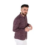 SLİMFİT DESENLİ ERKEK GÖMLEK BORDO S