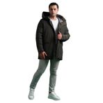 Slimfit Kapşonlu Çıtçıt Ve Fermuar Yan Fermuar Cepli Elyaf Dolgulu Astarlı Erkek Uzun Spor Mont YEŞİL XL