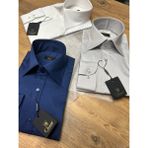 Slimfit Lacivert Saten Polat Yaka Gömlek - C1G-Lacivert - XL