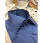 Slimfit Lacivert Saten Polat Yaka Gömlek - C1G-Lacivert