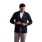 Slimfit Mono Yaka Torba Cepli Kendinden Çizgili Erkek Triko Hırka LACİVERT XXL