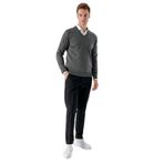 Slimfit V Yaka Düz Basic Model Pamuklu Erkek Uzun Kol Triko Kazak ANTRASİT XXL