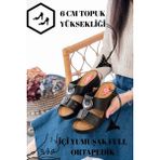 Slipcat Kadın Dolgu Topuk Ortopedik Siyah Günlük Terlik Rahat Hafif Şık Içi Pedli Genç Anne Terlik - Siyah - Taş