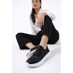 Slipcat Kadın Taş İşlemeli Akıllı Bağcıklı Sneaker Kalın Taban Spor Ayakkabı
