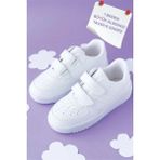 Slipcat Kids Unisex Beyaz Spor Ayakkabı Okul İçin Düz Tabanlı Konforlu Tasarım - Beyaz - Beyaz