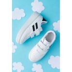 Slipcat Kids Unisex Spor Ayakkabı Beyaz Siyah Renkli Düz Tabanlı Okul Ayakkabısı - Beyaz - Siyah