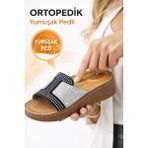 Slipcat Taşlı Yumuşak Hafif Taban Önü Açık Günlük Anne Kadın Terlik - Gümüş