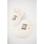 Slipcat Unisex Çocuk Sandalet Eğlenceli Figür Detayları ve Ayarlanabilir Velcro Bant Yazlık - Krem