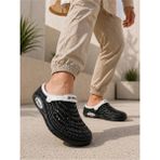 Slipcat Unisex Yazlık Terlik – Nefes Alabilir, Yumuşak Tabanlı, Ayarlanabilir Arka Bantlı Sandalet - Siyah - Beyaz
