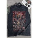 Slipknot Antennas To Hell Yazılı Yıkamalı Kolsuz Tişört, Unisex Rock Band Temalı Sıfır Kol Atlet - Siyah