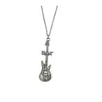 Slipknot Elektro Gitar Figürlü Unisex Metal Kolye – Rock Tarzı Takı - 60 Cm