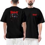 Slipknot Group Ön Arka Baskılı Siyah Oversize Tişört - M