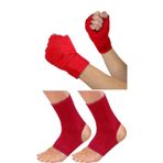 Slipt Boks Bandajı Ve Kick Boks Çorabı Seti Muay Thai Kickboks Bandajı + Boks Çorabı Boks Seti L Kırmızı