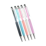 Slivercolor 5 adet kristal elmas suni elmas kalem, Stylus kalem ve tükenmez kalem stylus kalem kapasitif 2 in 1 büro okul için yazı gereçleri, 0,7 mm, siyah