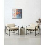 Sller 2'li Şık Dekoratif Berjer-Metal İskelet ,Flok Kumaş , Modern Tasarım - Ekru
