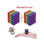 Slons Aksesuar Neocube mıknatıs boncuk mıknatıs zeka küpü manyetik oyuncaklar 2 set 432 adet 6 renk Neodyum