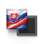 Slovakya - Abstract Efektli Bayrak - Baskılı Kare Buzdolap Magneti