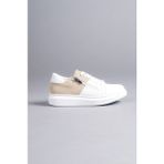 Slw155 Warrior Bağcıklı Ve Fermuarlı Cilt Süet Erkek Günlük Sneaker Ayakkabı Bt Beyaz/Krem