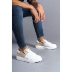 Slw155 Warrior Bağcıklı Ve Fermuarlı Cilt Süet Erkek Günlük Sneaker Ayakkabı Csbt - Beyaz/Krem
