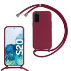 SLWYF Samsung Galaxy S11E/S20 ile uyumlu, cep telefonu zinciri kılıf silikon ip kolye cep telefonu kılıfı kordonlu çanta TPU tampon koruyucu kılıf Galaxy S20 için - kırmızı