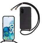 SLWYF Samsung Galaxy S11E/S20 ile uyumlu, cep telefonu zinciri kılıf silikon ip kolye cep telefonu kılıfı kordonlu çanta TPU tampon koruyucu kılıf Galaxy S20 için - siyah